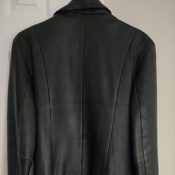 Vintage EGO Black Leather, Front Buttons, Fully Removable Lining Women's Jacket - Picture 2 of 10